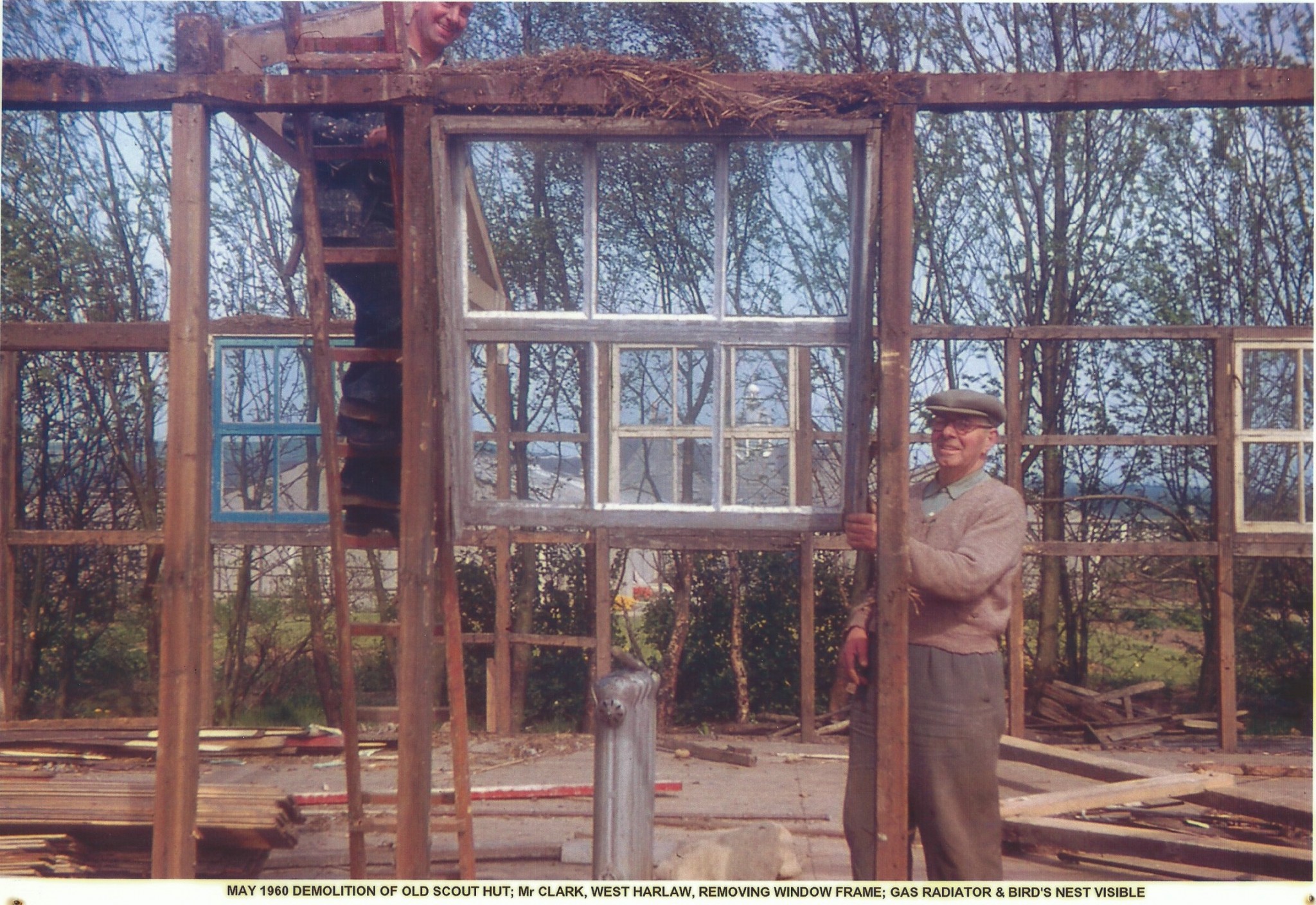 Demolition of old scout hut, Mr Clark of West Harlaw